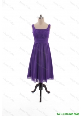 Clearence Square Short Prom Dresses with Belt in Purple