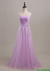 Clearence Sweetheart Lilac Long Prom Dresses with Sweep Train