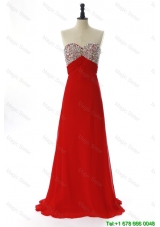 Designer 2016 Winter Beading Red Prom Dresses with Sweep Train