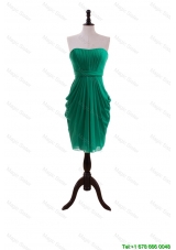2016 Spring Column Strapless Prom Dresses with Ruching