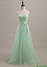 Designer 2016 Summer Apple Green Prom Dresses with Sweep Train