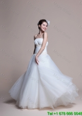 2016 Elegant A Line Strapless Wedding Dresses with Appliques