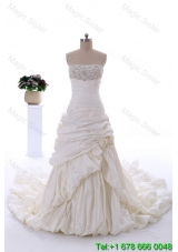 Classical Court Train Wedding Dress with Beading