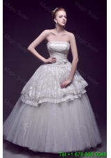 Luxurious Appliques Ball Gown Wedding Dresses with Brush Train