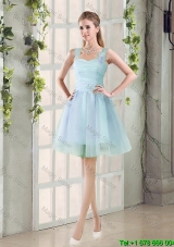 2016 Summer A Line Straps Ruching Bridesmaid Dresses with Hand Made Flowers