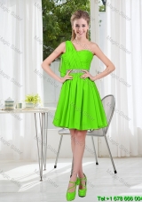 2016 Short One Shoulder Bridesmaid Dresses with Beading