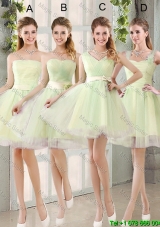Custom Made Mini Length Bridesmaid Dresses in Yellow Green