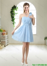 Decent One Shoulder Bridesmaid Dresses with Hand Made Flowers