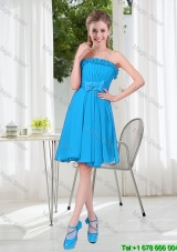 A Line Strapless Dama Dresses with Bowknot in Blue