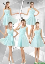 Beautiful A Line Ruched Dama Dresses in Light Blue