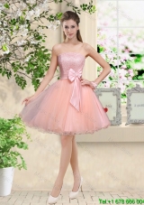 Popular Strapless Mini Length Dama Dresses with Appliques and Bowknot