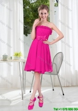 Summer A Line Strapless Short Dama Dresses with Bowknot