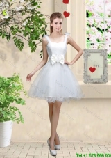 Elegant Straps Dama Dresses with Bowknot and Hand Made Flowers