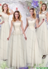 Feminine Champagne Laced Dama Dresses with Appliques