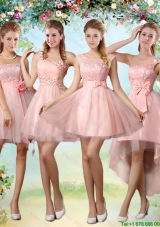 Popular A Line Pink Prom Dresses with Lace and Appliques