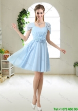 Pretty Hand Made Flowers Prom Dresses with Cap Sleeves