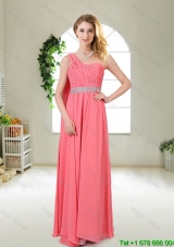 Pretty One Shoulder Sequined Dama Dresses in Watermelon Red