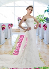 Beautiful 2016 Mermaid Laced Wedding Dresses with Watteau Train