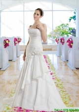 Cheap Hand Made Flowers Wedding Dresses with Appliques