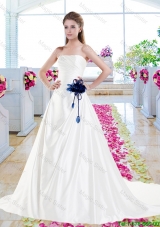 Fashionable Hand Made Flowers Wedding Gowns with A Line