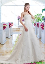 Beautiful A Line Strapless Wedding Dresses with Appliques