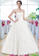 Wonderful A Line One Shoulder Wedding Dresses with Appliques