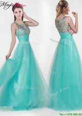 2016 Lovely Empire Scoop Beading Prom Dresses