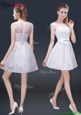 2016 Lovely Cap Sleeves Prom Dresses with with in Lace