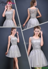 2016 Perfect Mini Length Scoop Prom Dresses with Appliques