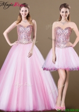 Lovely A Line Sweetheart Beading Detachable Prom Dresses for 2016