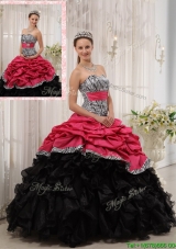 Most Popular Ruffles Sweetheart Quinceanera Gowns in Red and Black