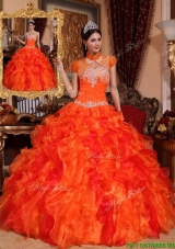 2016 New Style  Appliques and Beading Quinceanera Dresses in Orange