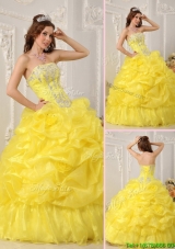 New Style Yellow Quinceanera Dresses with Beading and Ruffles