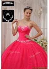 2016 New Style Ball Gown Appliques Quinceanera Dresses in Coral Red