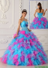 New Style Multi Color Floor Length Appliques Quinceanera Dresses