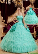 2016 Pretty Ball Gown Floor Length Ruffles Sweet 15 Dresses