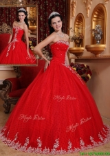 2016 Puffy Ball Gown Strapless Quinceanera Dresses with Appliques
