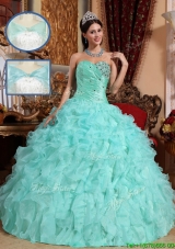 Exclusive Apple Green Pretty Sweet 15 Dresses with Beading and Ruffles