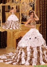 Gorgeous Ball Gown Strapless Brush Train White Sweet 15 Dresses