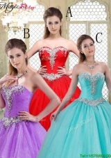 2016 Elegant Sweetheart Brush Train Quinceanera Dresses with Beading