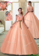 2016 Hot Sale V Neck Sweet 16 Dresses with Appliques and Beading