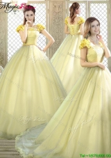 New Arrivals Bateau Brush Train Quinceanera Dresses
