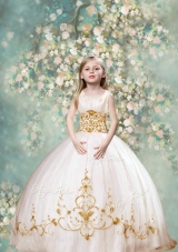 Perfect Ball Gown Scoop Mini Quinceanera Dresses in White and Gold