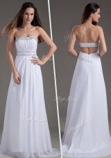 Discount Empire Strapless Brush Train White Dama Dresses