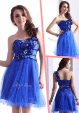 Exquisite One Shoulder Dama  Dresses with Beading and Hand Made Flowers