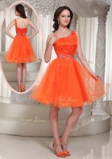Latest One Shoulder Beading Short Dama Dress for Party
