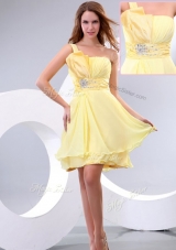 Lovely Short One Shoulder Beading and Belt Dama Dress