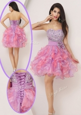 Lovely Short Sweetheart Beading and Bowknot Dama Dresses