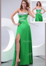 Affordable Sweetheart Paillette and High Slit Green Fashion Evening Dresses