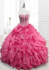 2016 Modest  In Stock Quinceanera Dresses with Beading and Ruffles